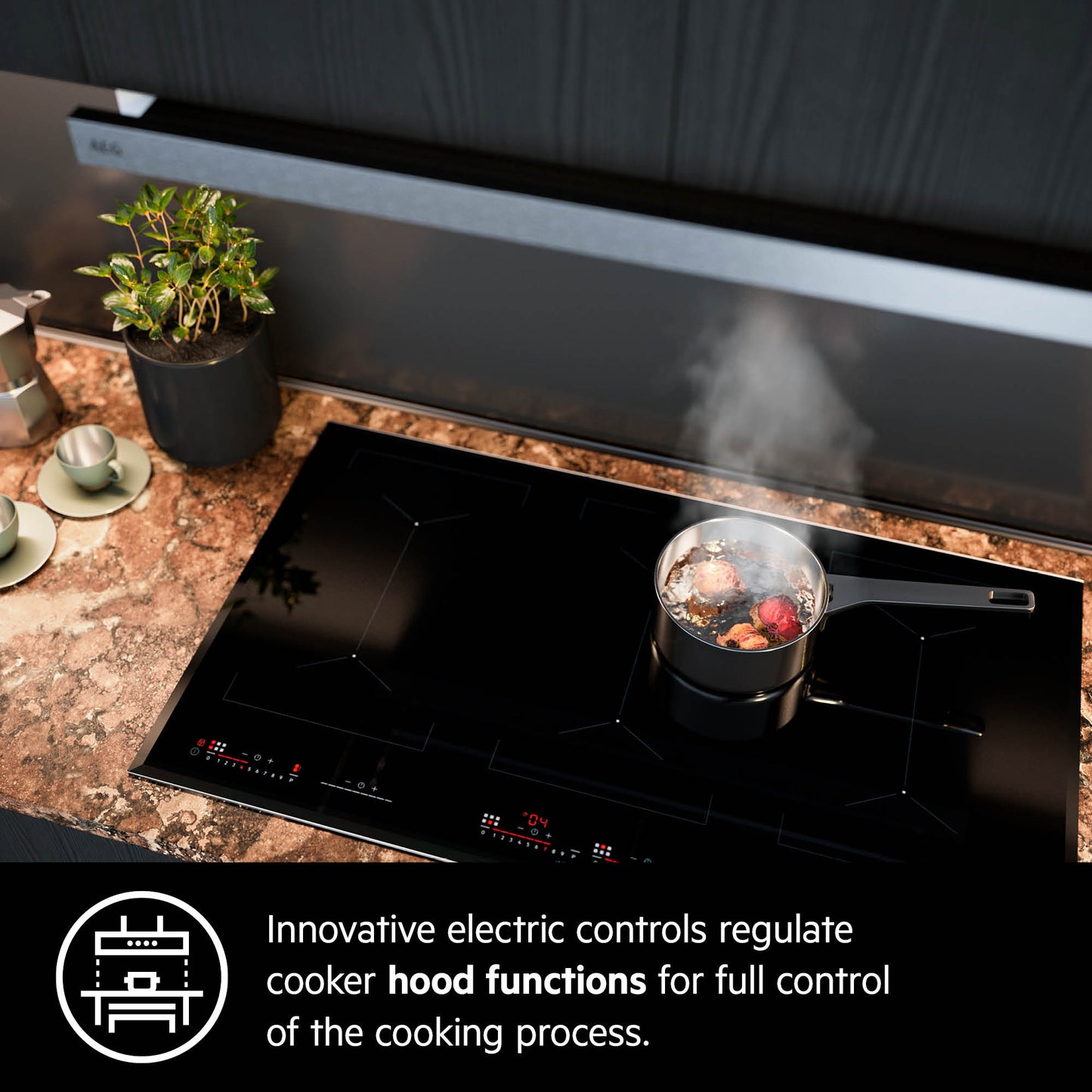 AEG Built-in Hood 60cm, LED lighting, Hood setting, Charcoal filter, Silver, DUB2630M