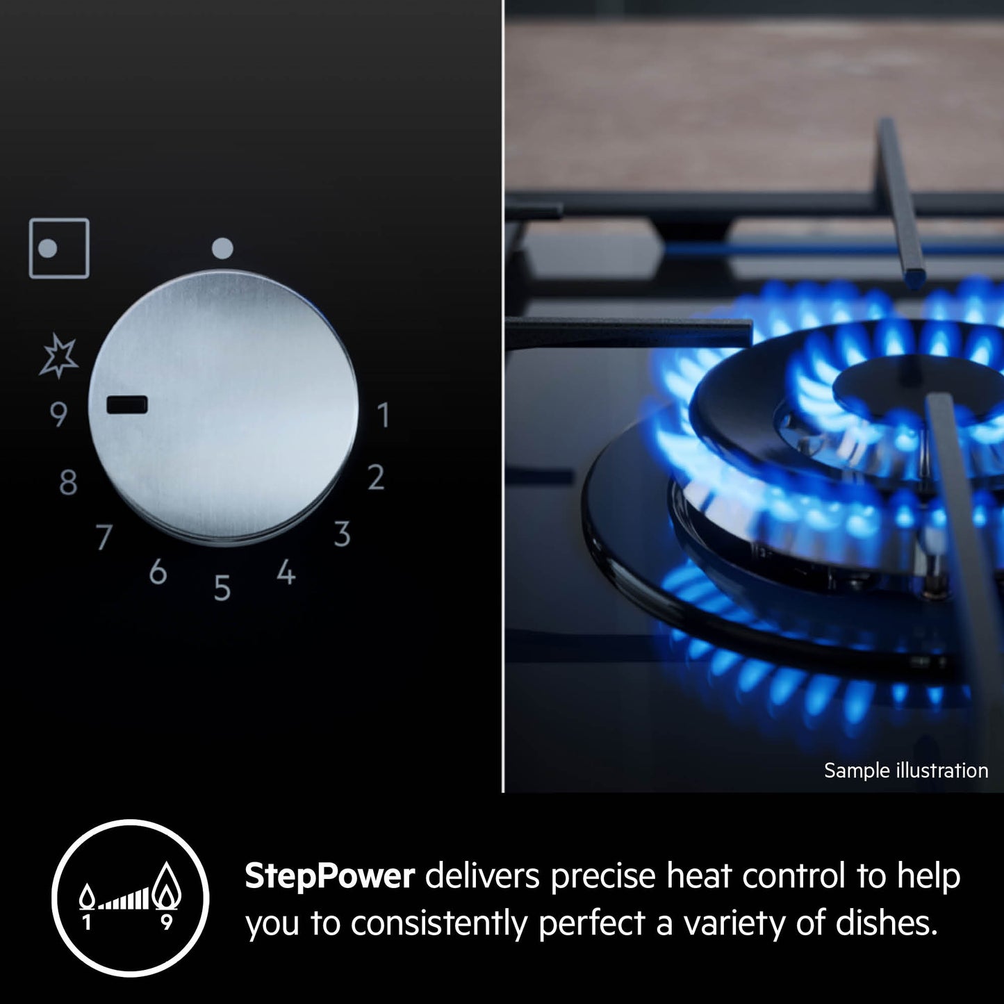 AEG Built-in Gas Hob 60cm, 4 Burner, Stainless Steel, Black, HGB64420SM
