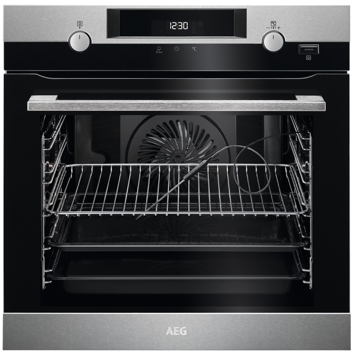 AEG Built-in Multifunction Electric Oven 60cm, Food sensor, LCD display, Pyrolytic Cleaning, Black, BPK556320M
