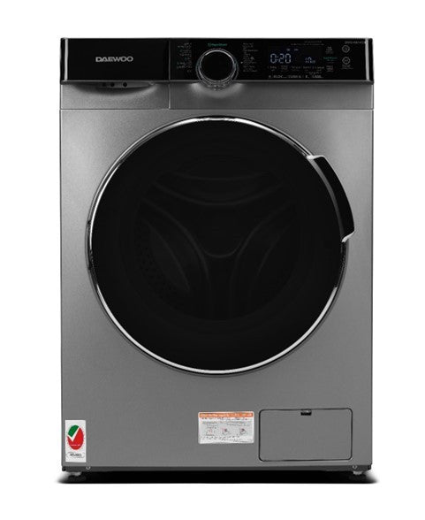 Daewoo Front Load Washer Dryer, 8 kg Washer, 5 kg dryer, Super cube drum, Super Steam, Drum Clean, Night Wash, BLDC Inverter Motor, 1400 RPM, Dark Silver with black door, DWC-86S1413I