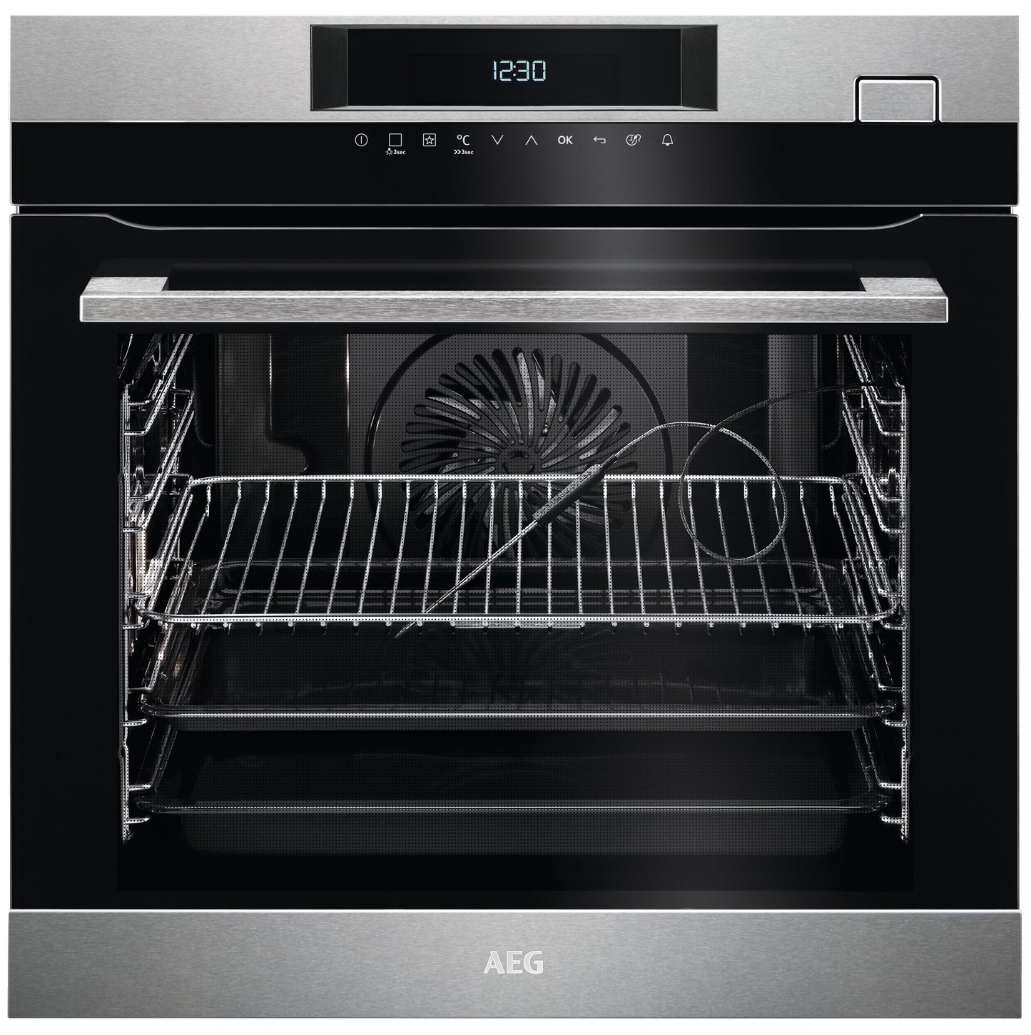 AEG Built-in Electric Oven, 60cm, Steam function, food sensor, LCD display, Black, BSK782320M
