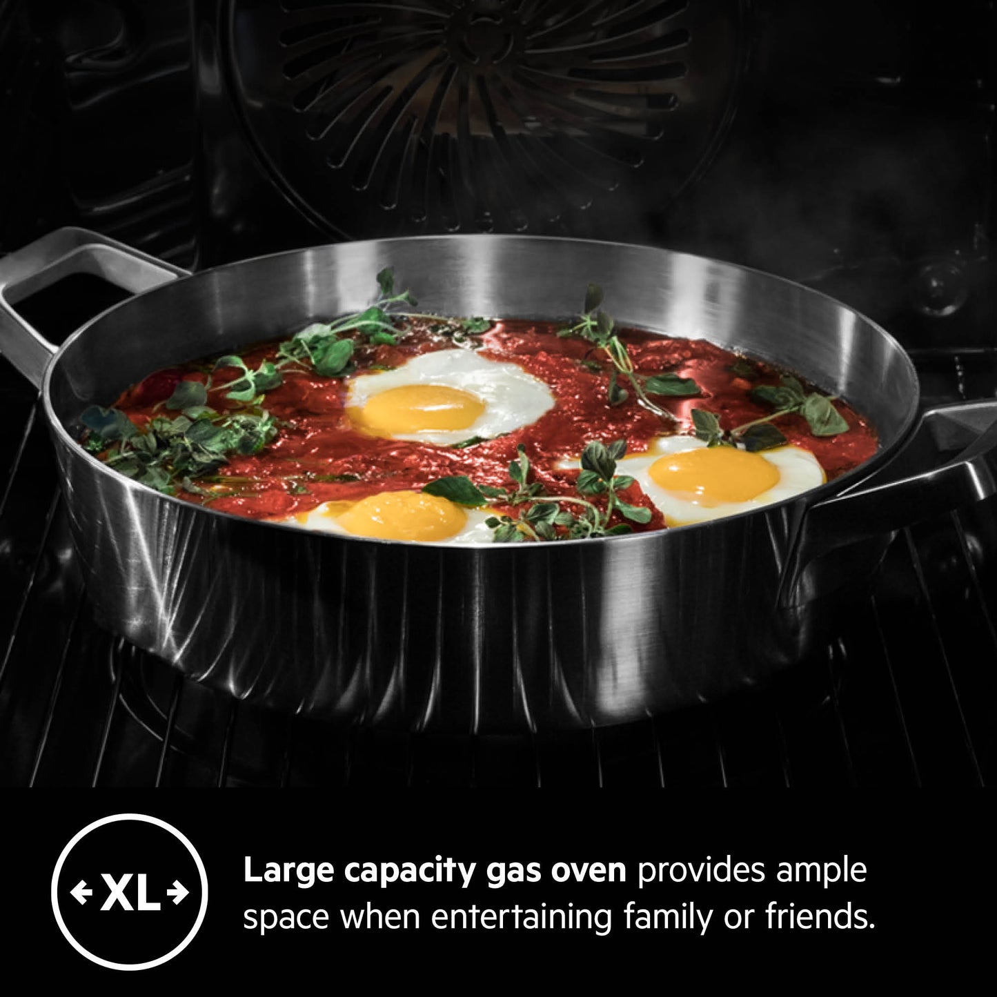 AEG Built-in Gas Oven 60cm, Easy-clean, XL baking tray, Thermic Air system, Black, BGB101011M