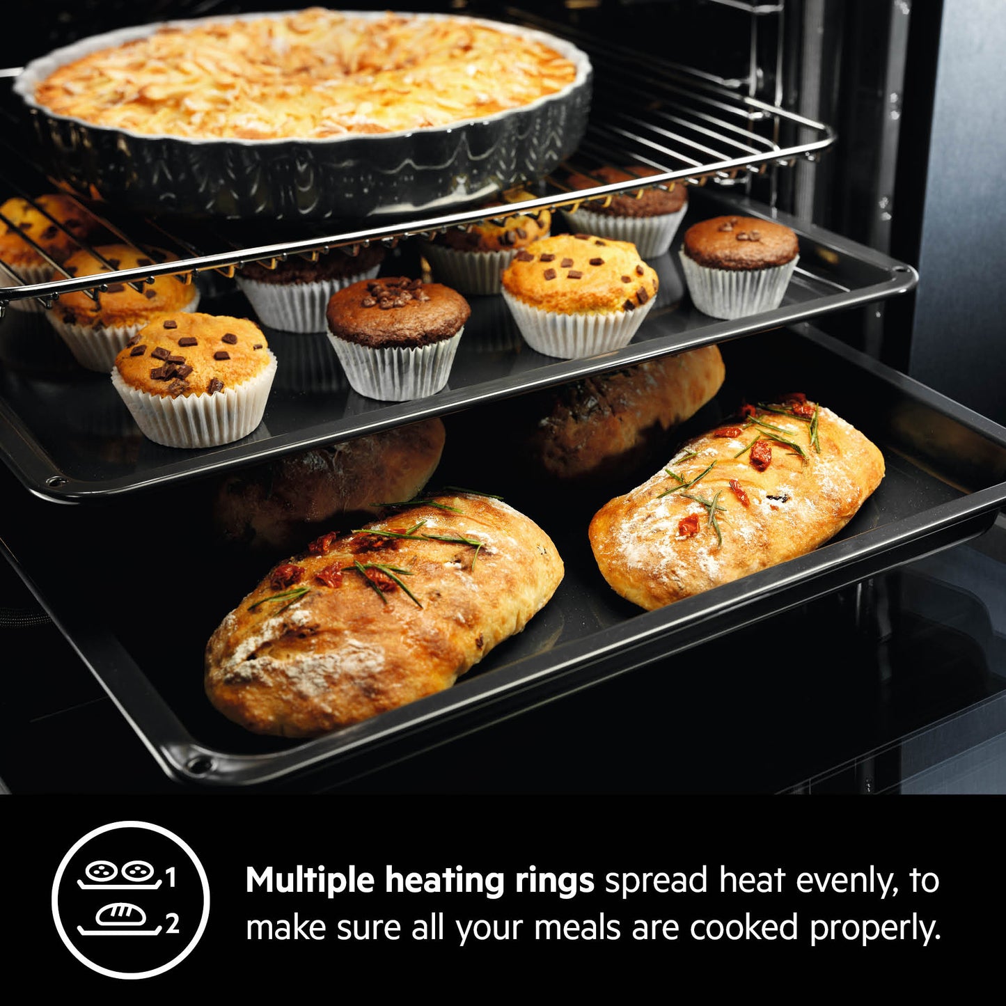AEG Built-in Multifunction Gas Oven 60cm, XL baking tray, Easy-clean, Thermic Air system, Black, BEB231011M