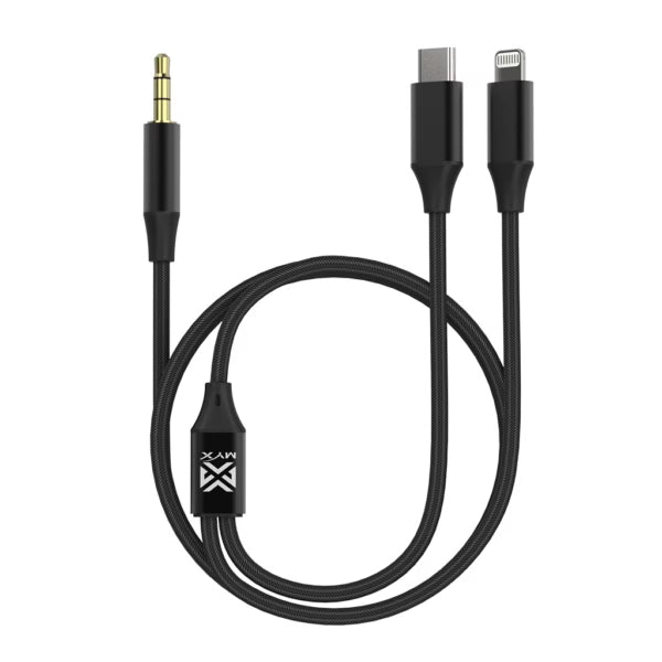 MYX PRO SOUND LINK 2IN1 AUX CABLE (1.2M) BLK