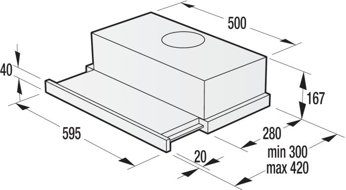 Gorenje Built-In Telescopic Hood, 60 cm, Black, BHP604EXB