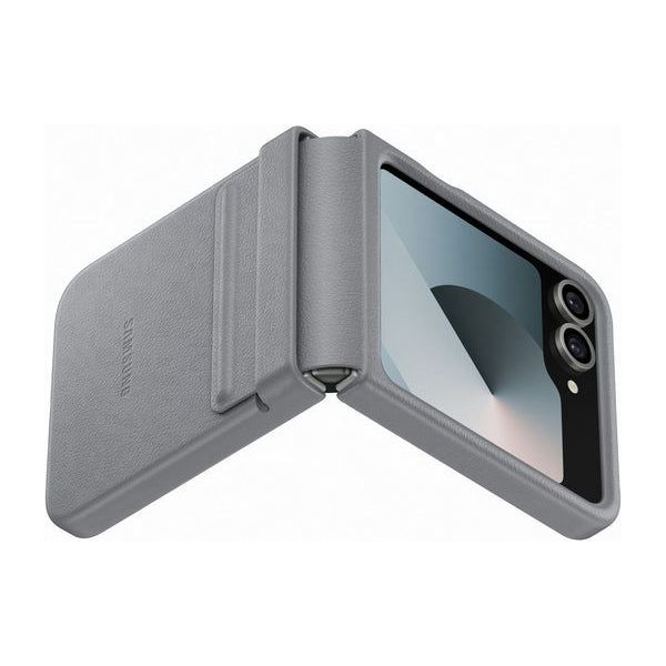 Samsung Flip6 Flap Vegan Leather Case Gray
