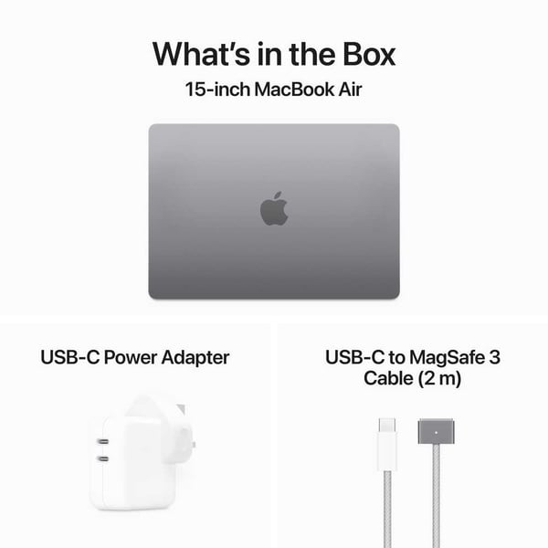 Apple Macbook Air 15-inch (2024), M3 chip with 8-core CPU, 24GB RAM, 512GB SSD, 10-core GPU, 15.3-inch Liquid Retina XDR display, English Keyboard, UAE Version, Space Gray, MC9H4ZS/A