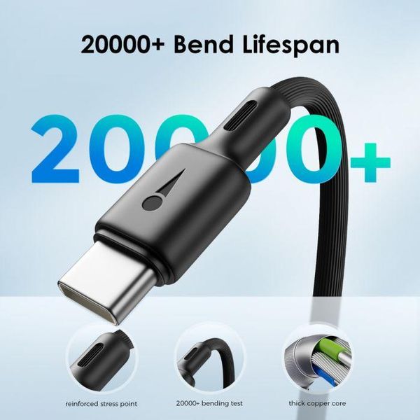 Oraimo Duraline 3 Data Sync Cable, 3 in 1, 3A, 1.2Meter, Black, OCD-X93BLK