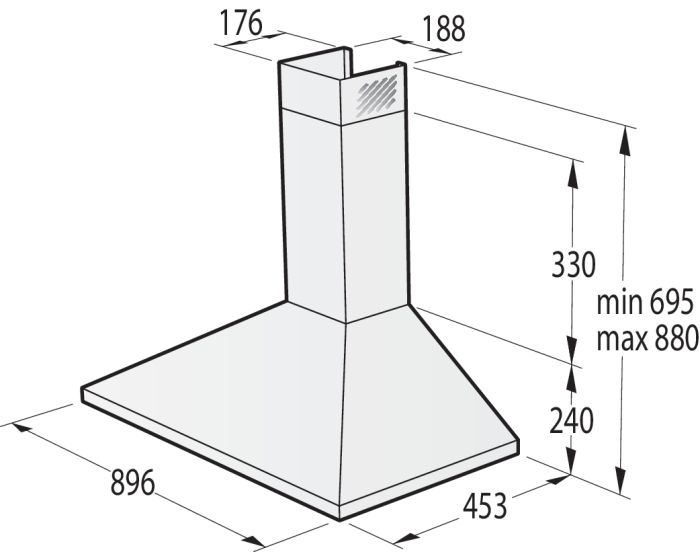 Gorenje Built in Wall Mounted Hood, 90 cm, Pyramid Design, Stainless Steel, WHC924EX