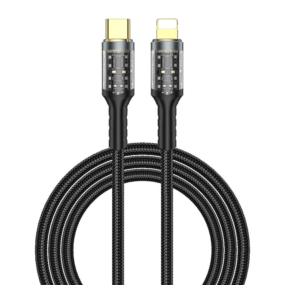 WiWU 30W USB Type-C to Lightning Braided Cable Black, C016CLBLK