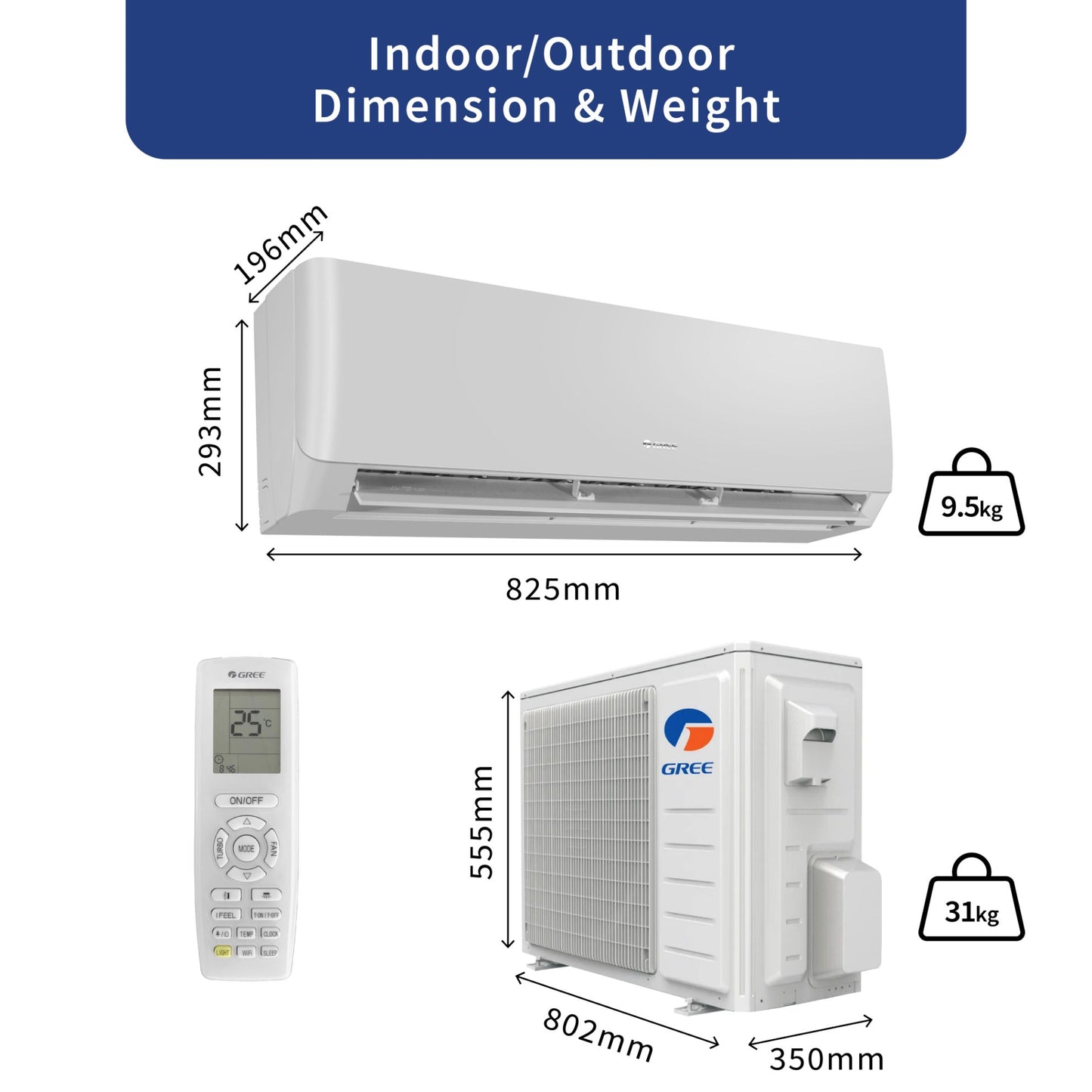 Gree Split AC 1.0 Ton, Inverter Compressor, R410 Gas, Gold Fin Coating, Turbo mode, Remote control, White, iSAVE PLUS-12C3