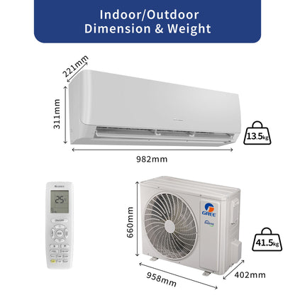 Gree Split AC 1.5 Ton, Inverter Compressor, R410 Gas, Gold Fin Coating, Turbo mode, Remote control, White, iSAVE PLUS-18C3