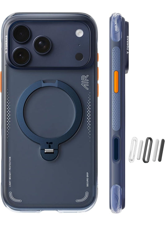 Torras Ostand Q3 Air iPhone 17 Pro Max Case Deep Blue - Front