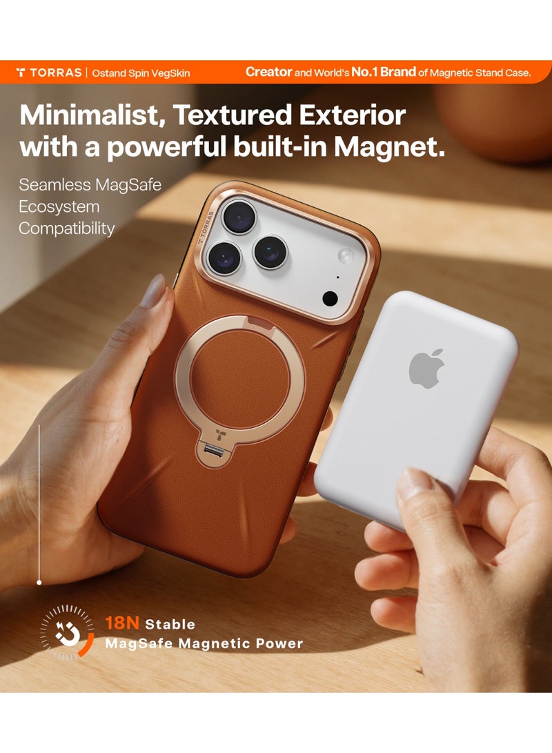 TORRAS Ostand VegSkin Vegan Leather Case for iPhone 17 Pro Max - Brown