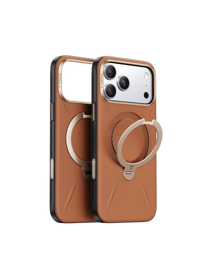 TORRAS Ostand VegSkin Vegan Leather Case for iPhone 17 Pro Max - Brown