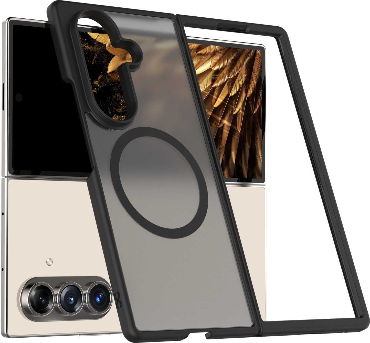 Infinyty Gleam Hybrid Matte Soft Touch MagSafe Case for Samsung Galaxy Z Fold7, Black