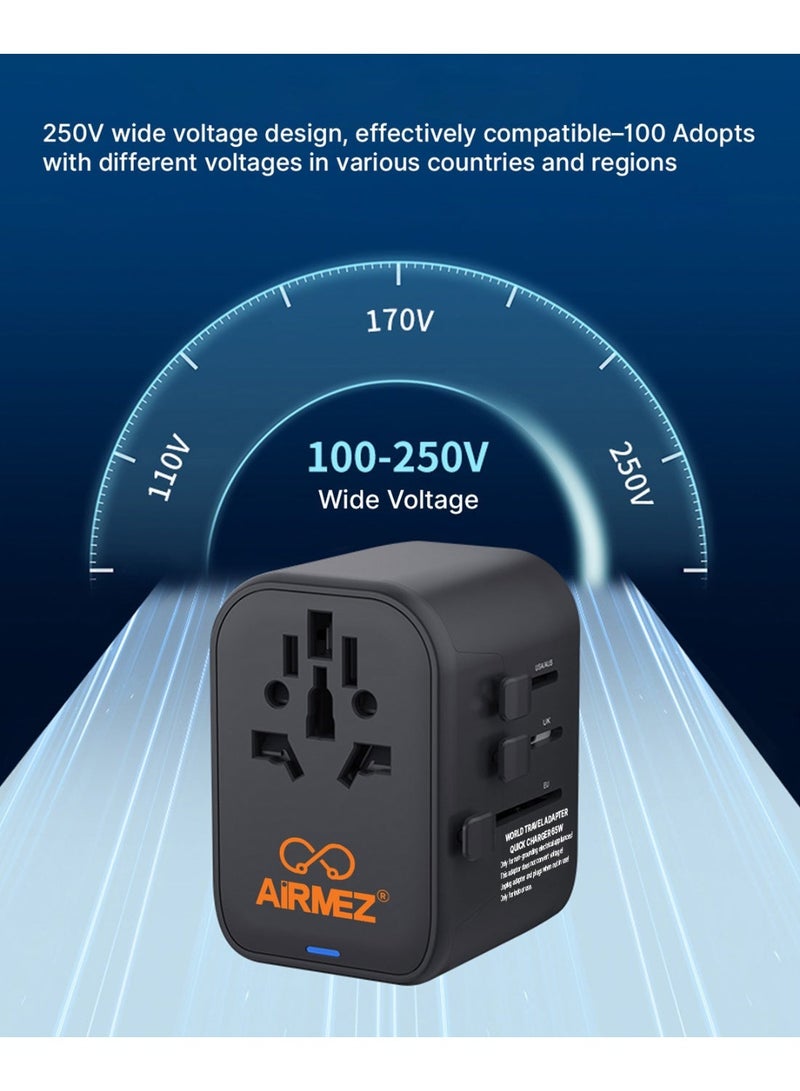 Airmez 65W Universal Travel Power Adapter - Black