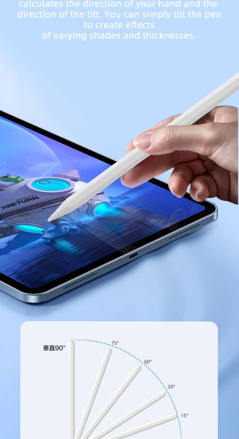 PROTECT  Palm Rejection Magnetic  iPad Pencil, With Charging Dock, Type C Cable Included, White, W12