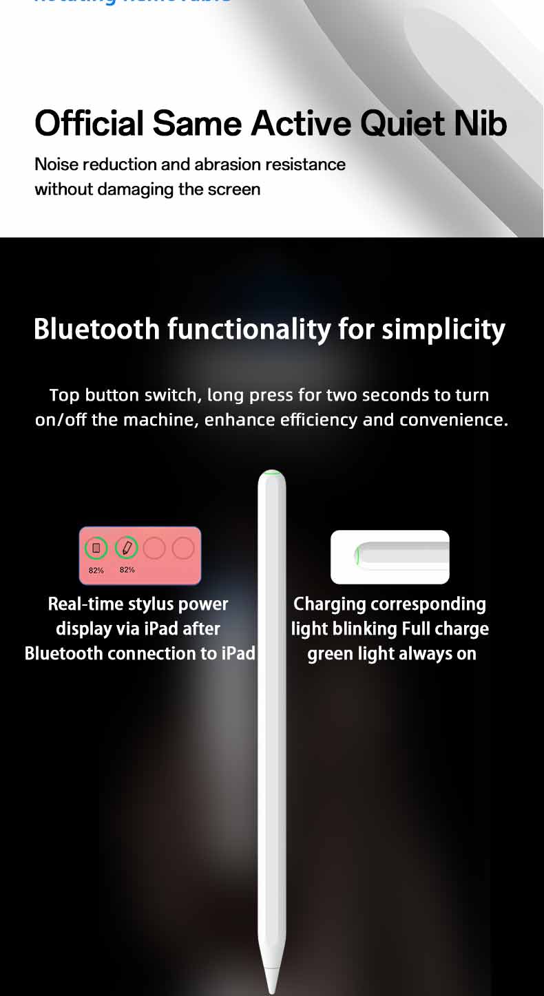 PROTECT  Palm Rejection Magnetic  iPad Pencil, With Charging Dock, Type C Cable Included, White, W12