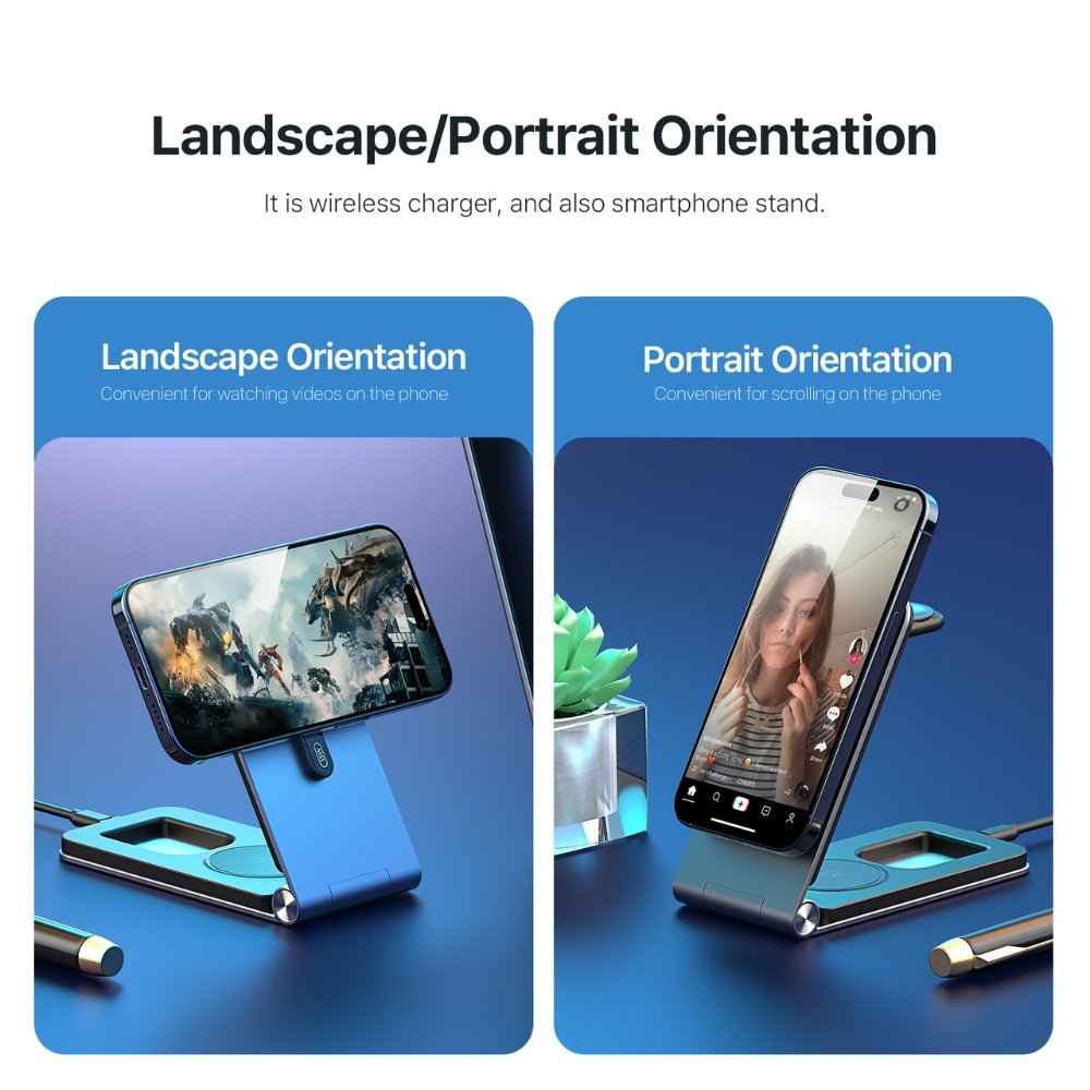 Infinyty MagIQ Hub 3-in-1 Magnetic Wireless Charger, Grey