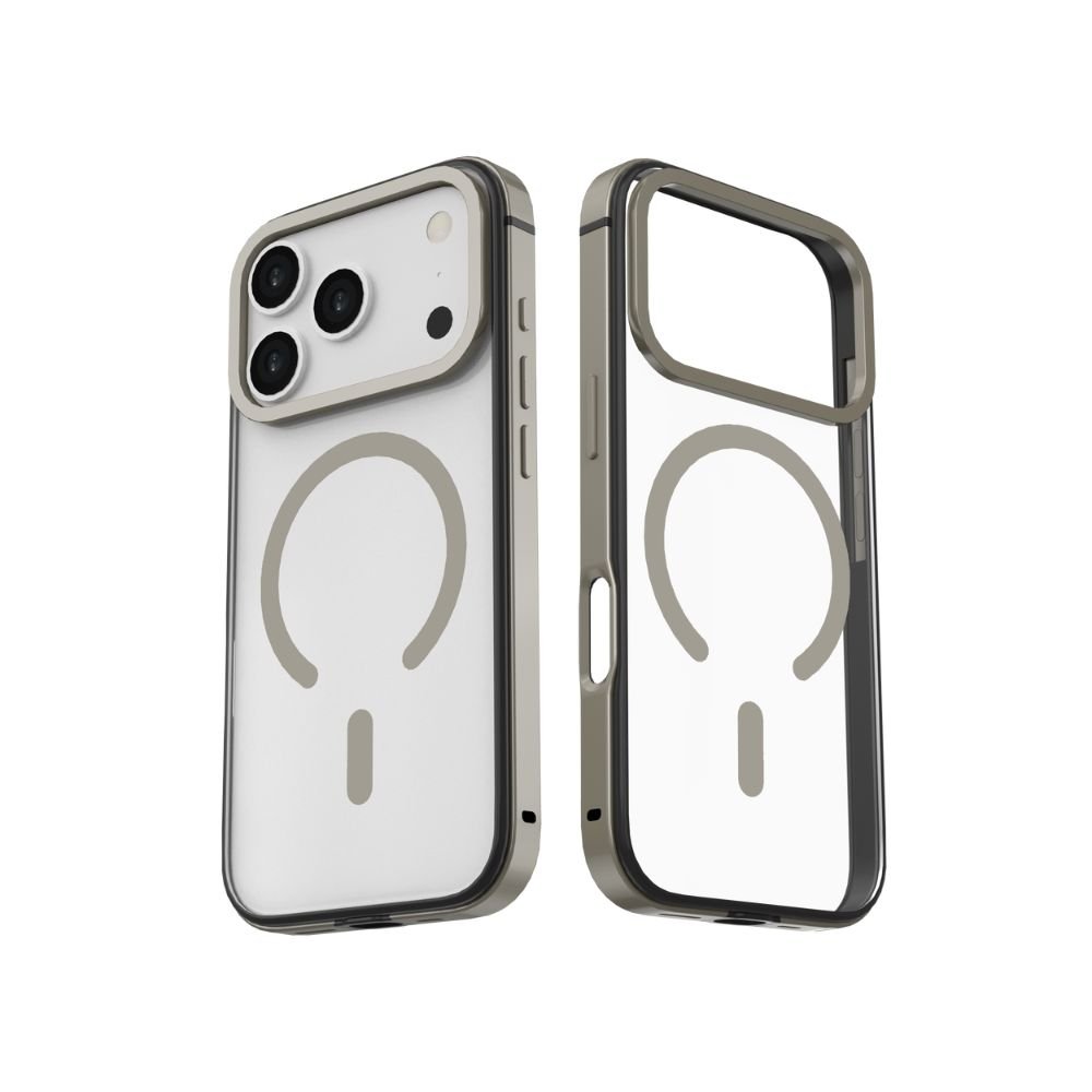 Infinyty Cirra Clear Case with Metallic Accents iPhone 17 Pro, Natural Titanium