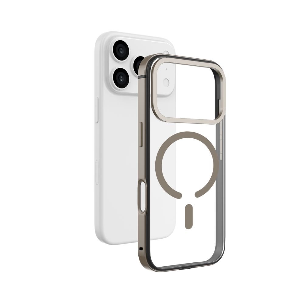Infinyty Cirra Clear Case with Metallic Accents iPhone 17 Pro, Natural Titanium