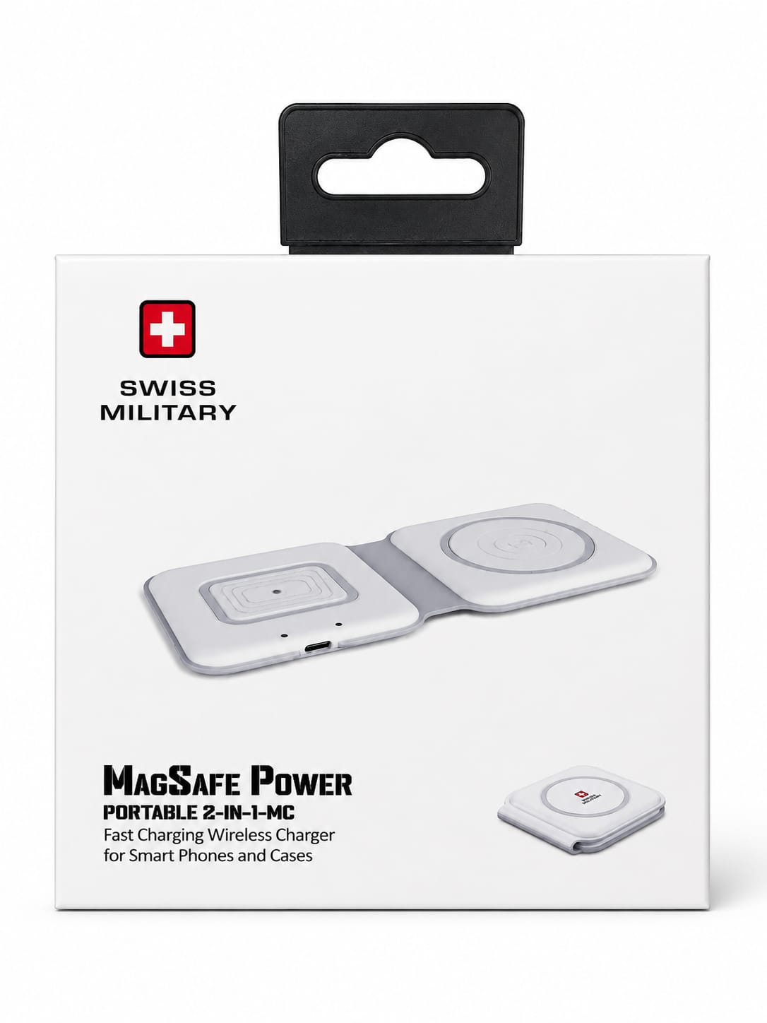 Swiss Military MagSafe Power Portable 2-IN-1-MC Fast Charging Wireless Charger for Smartphone and Cases
