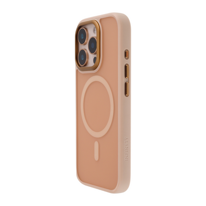 Infinyty Modo Silicone MagSafe Case with Metal Camera Frame and Button iPhone 16 Pro Max, Desert Titanium