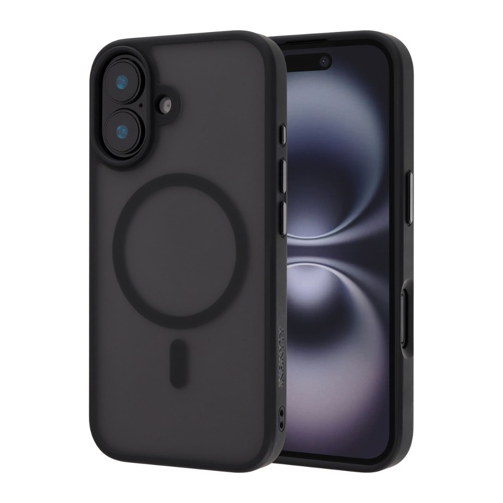 Infinyty Gleam Hybrid Matte Soft Touch MagSafe Case iPhone 16, Black