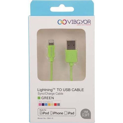 Vibgyor Lightning To USB Data Sync and Charging Cable Green