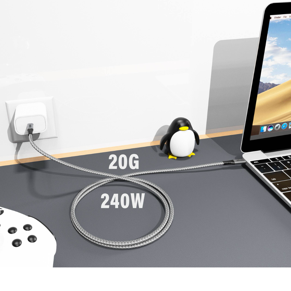Infinyty Infinyty Power Nylon Braided Charging Cable USB-C to USB-C, 240W, 1.2m, Grey