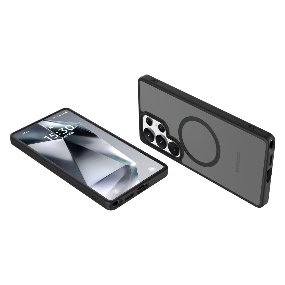 Infinyty Gleam Hybrid Matte Soft Touch MagSafe Case for Samsung Galaxy S25 Ultra, Black