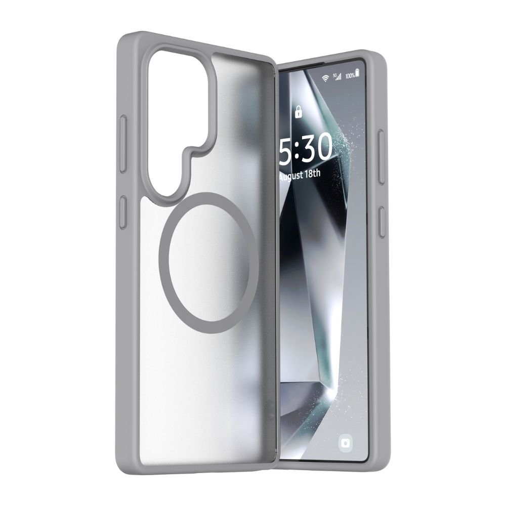 Infinyty Gleam Hybrid Matte Soft Touch MagSafe Case for Samsung Galaxy S25 Ultra, Grey