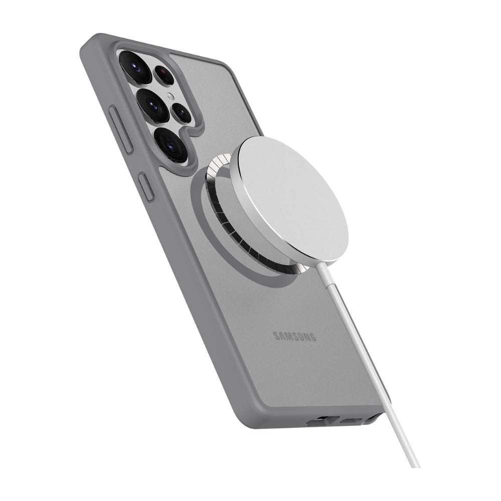Infinyty Gleam Hybrid Matte Soft Touch MagSafe Case for Samsung Galaxy S25 Ultra, Grey