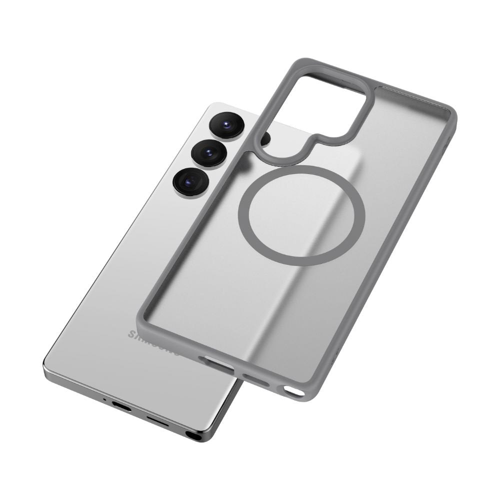 Infinyty Gleam Hybrid Matte Soft Touch MagSafe Case for Samsung Galaxy S25 Ultra, Grey