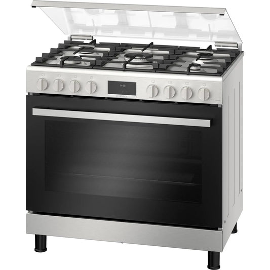 Bosch Series 6 Gas Range Cooker, 5 burners, Stainless steel, HGX5H8W50M