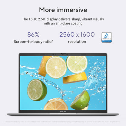 Asus Vivobook S14 Copilot+ PC Laptop 16GB RAM, 1TB SSD, Snapdragon X X1 26 100 Processor, 14-inch display, Matte Gray, S3407QA-KP014W
