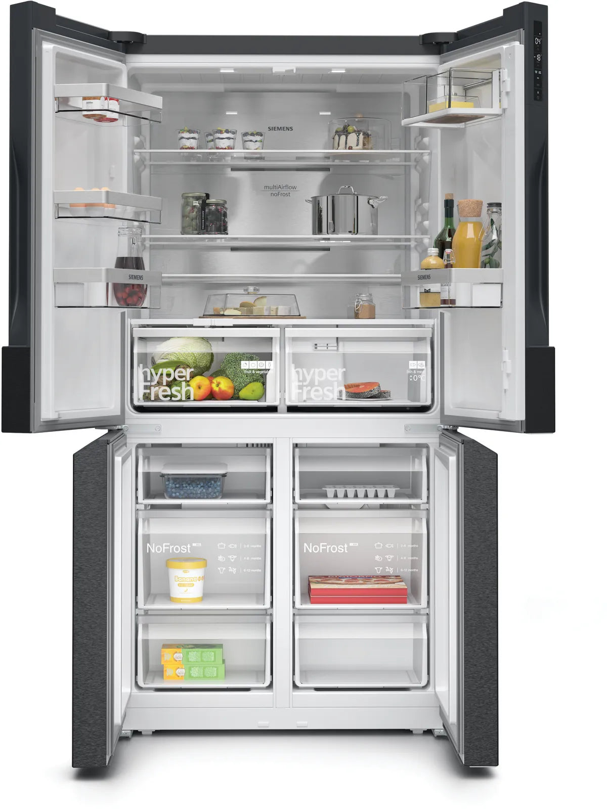 Siemens Home Connect French Door Bottom Freezer Refrigerator, 605 L, Black, KF96NAXEAG