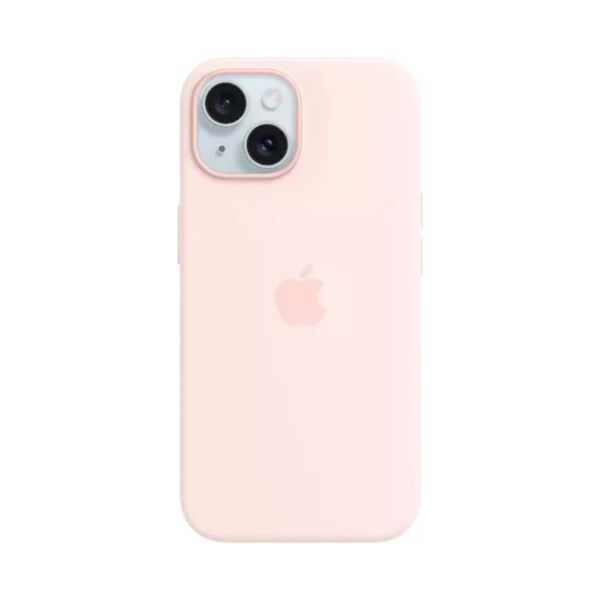 Apple iPhone 15 Silicone Protective Case Cover With MagSafe Light Pink