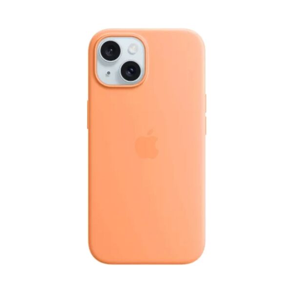 Apple iPhone 15 Silicone Protective Case Cover With MagSafe Orange Sorbet