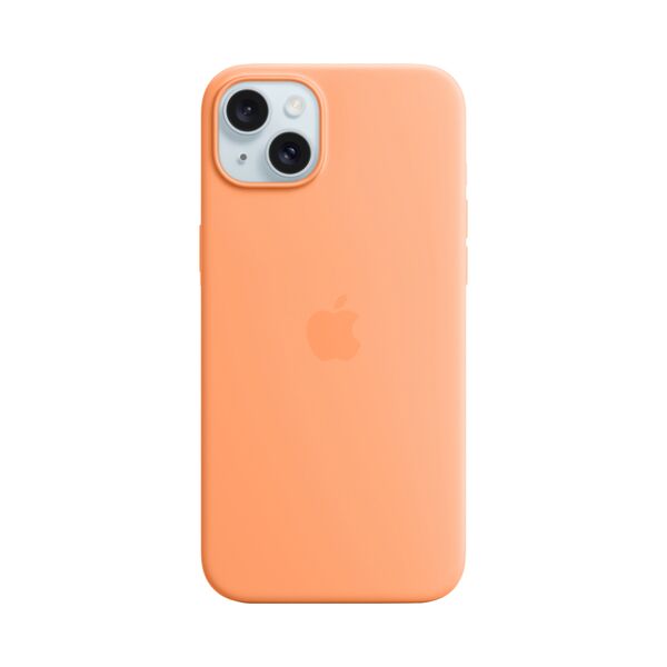 Apple iPhone 15 Plus Silicone Protective Case Cover With MagSafe Orange Sorbet