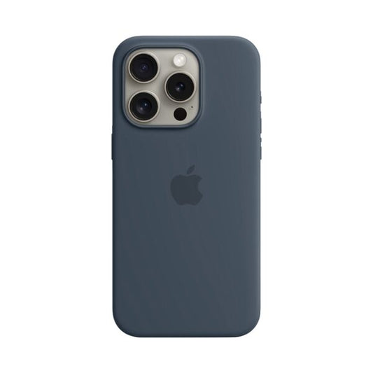 Apple iPhone 15 Pro Silicone Protective Case Cover With MagSafe Storm Blue