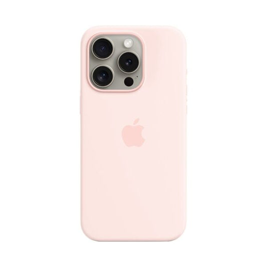 Apple iPhone 15 Pro Silicone Protective Case Cover With MagSafe Light Pink