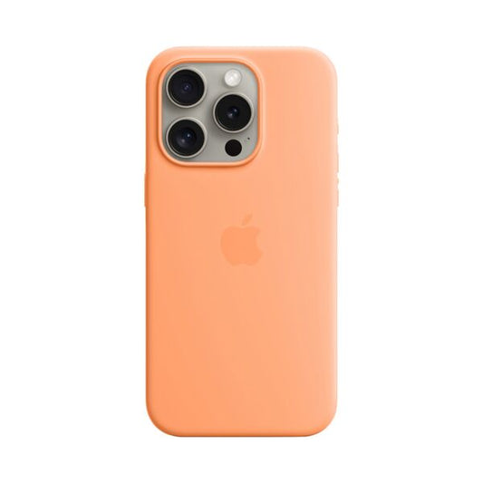 Apple iPhone 15 Pro Silicone Protective Case Cover With MagSafe Orange Sorbet