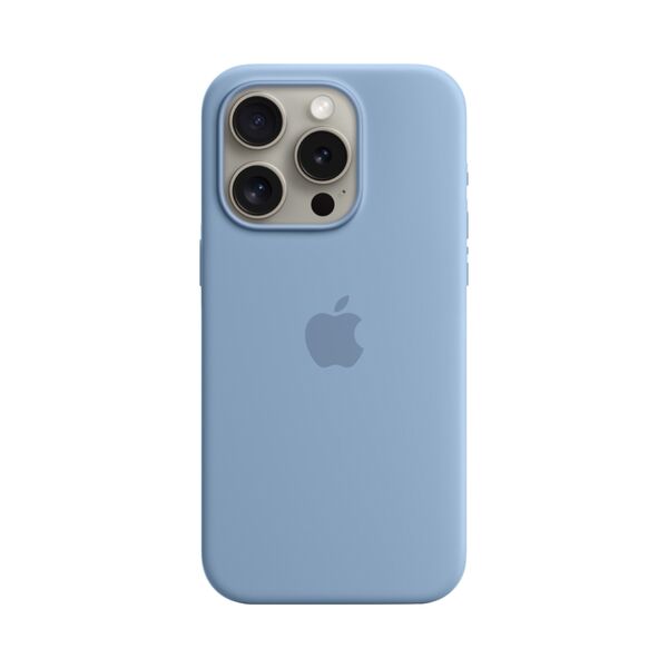 Apple iPhone 15 Pro Silicone Protective Case Cover With MagSafe Winter Blue