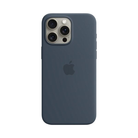 Apple iPhone 15 Pro Max Silicone Protective Case Cover With MagSafe Storm Blue