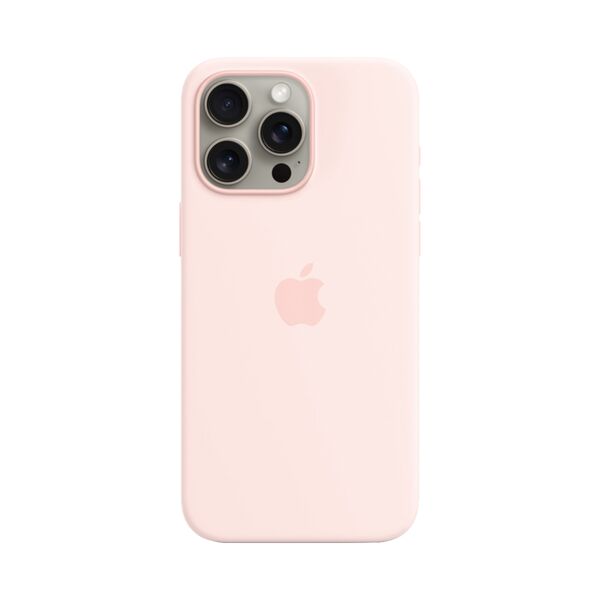 Apple iPhone 15 Pro Max Silicone Protective Case Cover With MagSafe Light Pink