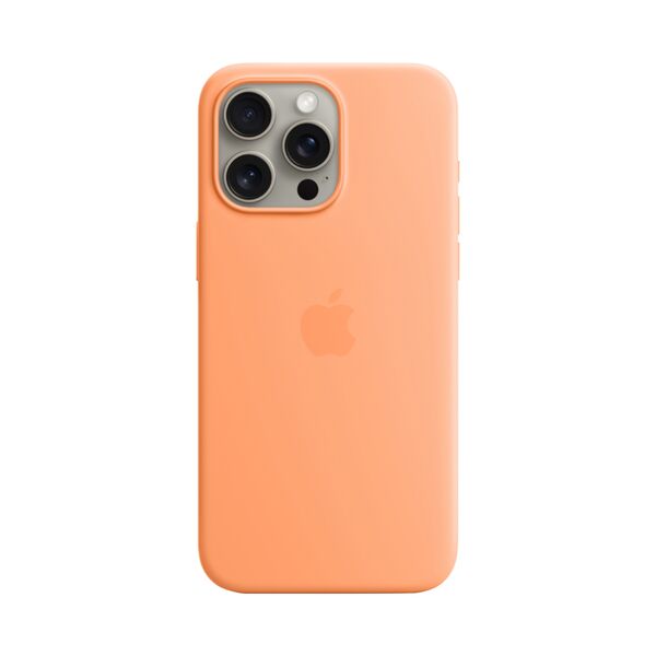 Apple iPhone 15 Pro Max Silicone Protective Case Cover With MagSafe Orange Sorbet