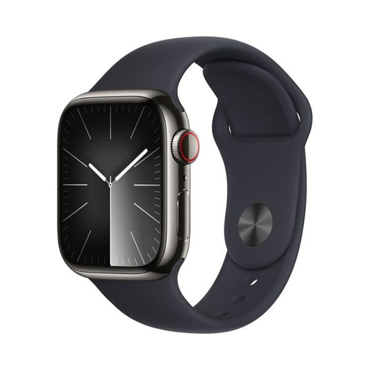 Apple Watch Series 9 GPS + Cellular 41mm Graphite Stainless Steel Case + Midnight Sport Band - S/M