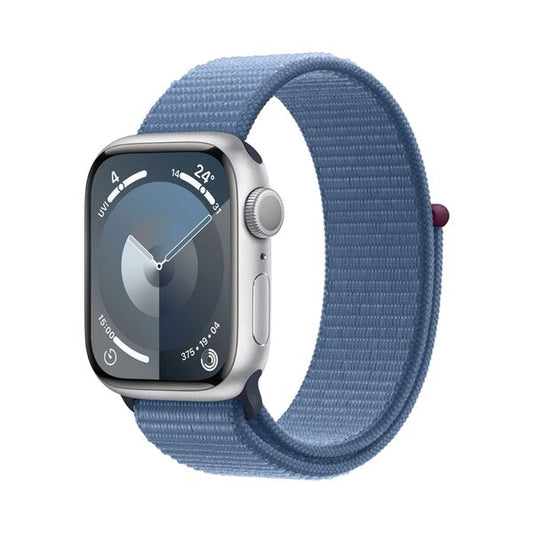 Apple Watch Series 9 GPS + Cellular 45mm Silver Aluminium Case + Winter Blue Sport Loop